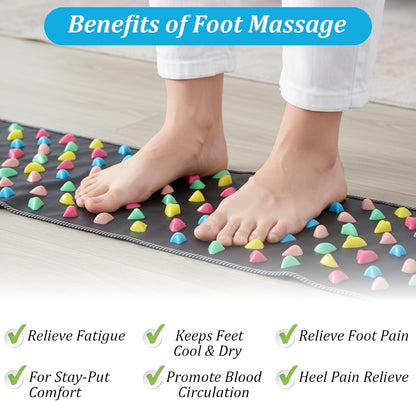 Foot Massage Mat, Acupressure Mats, Reflexology Walk Stone Road for Long Sitting Elderly Students Workers, Foot Massage Acupoint Mat for for Pain and Stress Relief (68.9 X 13.78 Inches)