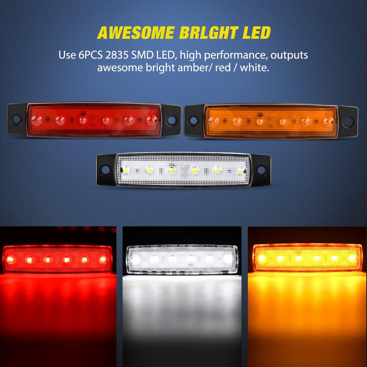 Side Marker Light 30PCS 3.8" Warning Lamps Kit