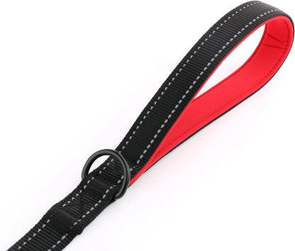 Dog Leash 6Ft Long,Traffic Padded Two Handle,Heavy Duty,Reflective Double Handles Lead for Control Safety Training,Leashes for Large Dogs or Medium Dogs,Dual Handles Leads(Black)