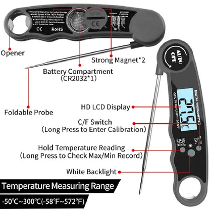 Waterproof Digital Kitchen Food Thermometer Instant Read Meat Temperature Gauge for Cooking Grilling BBQ Milk & Water