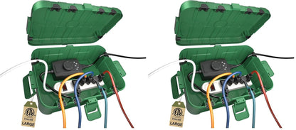 Large Outdoor Electrical Box (12.5 X 8.5 X 5 Inch), IP54 Waterproof Outdoor Extension Cord Cover Weatherproof, Protect Outlet, Plug, Socket, Timer, Power Strip,Green (Pack of 2)