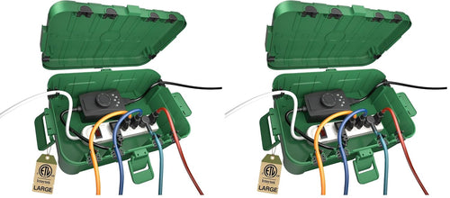 Large Outdoor Electrical Box (12.5 X 8.5 X 5 Inch), IP54 Waterproof Outdoor Extension Cord Cover Weatherproof, Protect Outlet, Plug, Socket, Timer, Power Strip,Green (Pack of 2)