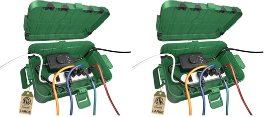Large Outdoor Electrical Box (12.5 X 8.5 X 5 Inch), IP54 Waterproof Outdoor Extension Cord Cover Weatherproof, Protect Outlet, Plug, Socket, Timer, Power Strip,Green (Pack of 2)