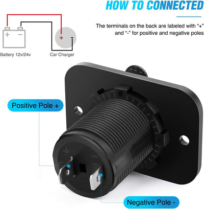 2 Pack Car Cigarette Lighter Socket DC 12V Waterproof Power Outlet