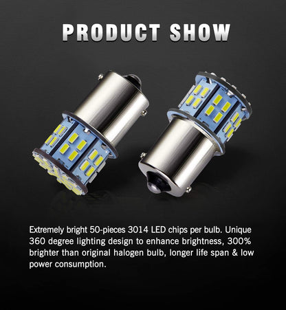 1156 1141 1003 7506 BA15S LED Bulbs Xenon White 20-Packs, Super Bright 3014 50-SMD LED Replacement for 12 Volt RV Camper Trailer Boat Trunk Interior Light Bulbs