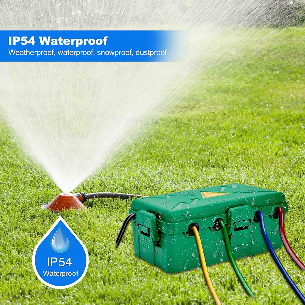 Medium Outdoor Electrical Box(10.6X5.7X4.9Inch),Weatherproof Connection Box W/6 Cable Entry,Ip54 Waterproof Extension Cord Cover Protect Power Strip,Timer,Plug,Holiday Lights,Green
