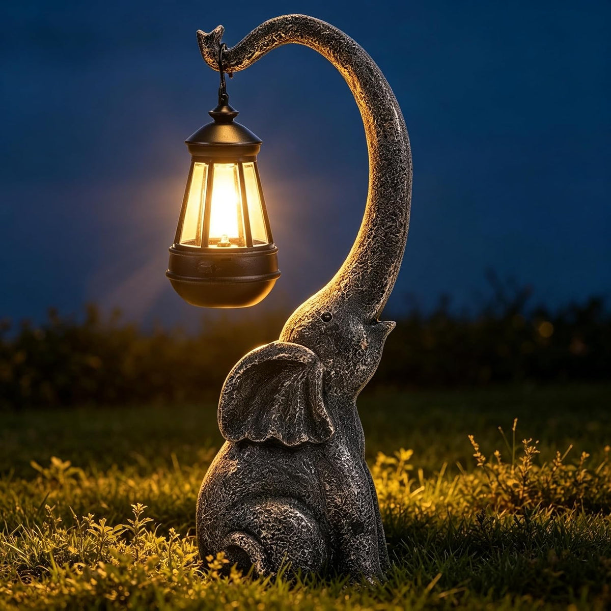 Elephant Statue, Elephant Garden Statue with Solar Light, Elephant Decor, Outdoor Elephants Statue, Elephants Gifts for Mom