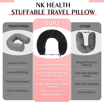Stuffable Neck Pillow for Travel, Packable Neck Pillow (Sage Green)