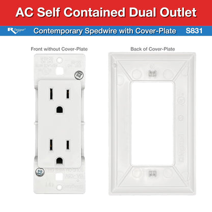 S831 - Dual AC Outlet Speedwire with Cover Plate, White