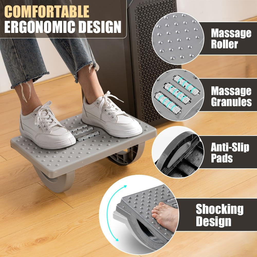 Ergonomic Under Desk Foot Rest – Adjustable Office Foot Stool for Work & Home
