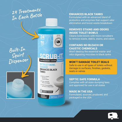Scrub-It Liquid RV Toilet Cleaner & Brush Bundle, 24 Oz 2-Pack