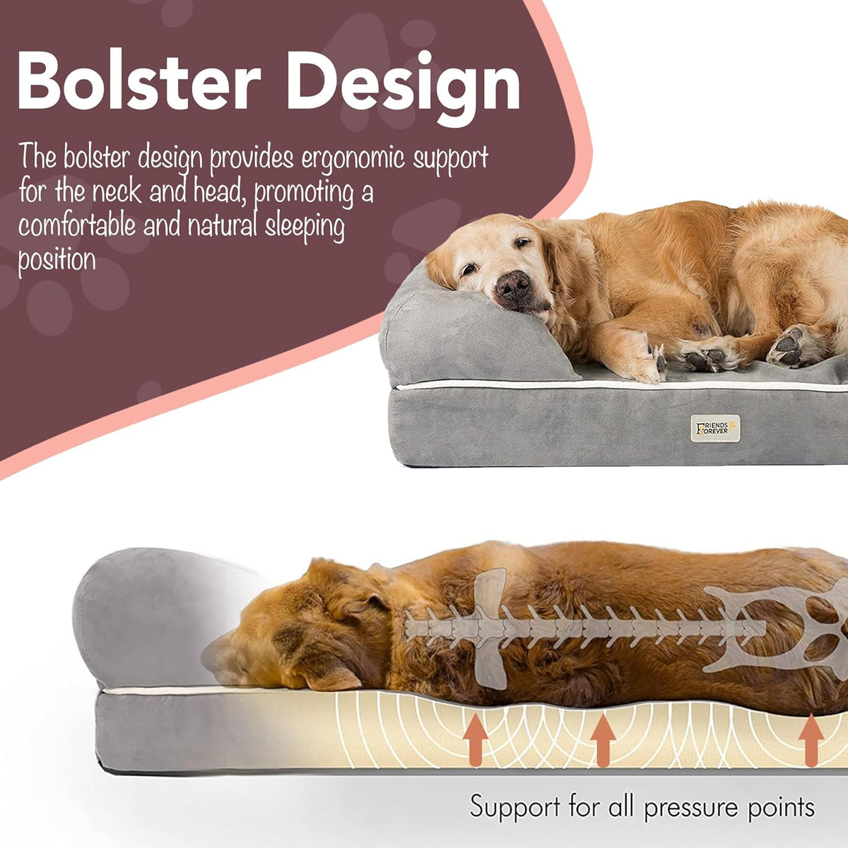 Orthopedic Dog Bed, Memory Foam Pet Sofa, Calming Dog Couch, Water Resistant Pet Bed, Washable Cover, Non-Slip Bottom, Chester, Cocoa Brown, 36" X 28" X 9"