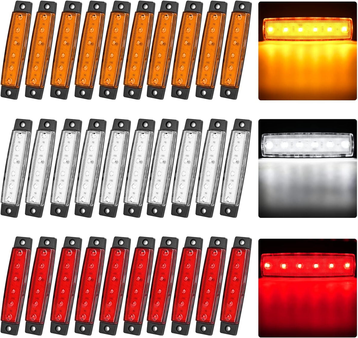 Side Marker Light 30PCS 3.8" Warning Lamps Kit