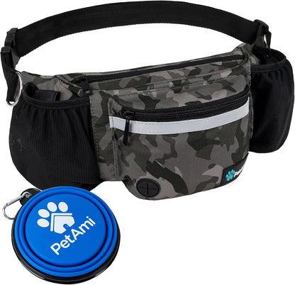 Dog Fanny Pack, Treat Pouch for Dog Walking Training, Camo Black