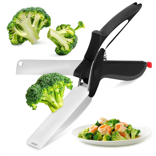 Cutting Board Scissors for Food with Locking Latch, Safety Lock (Black)
