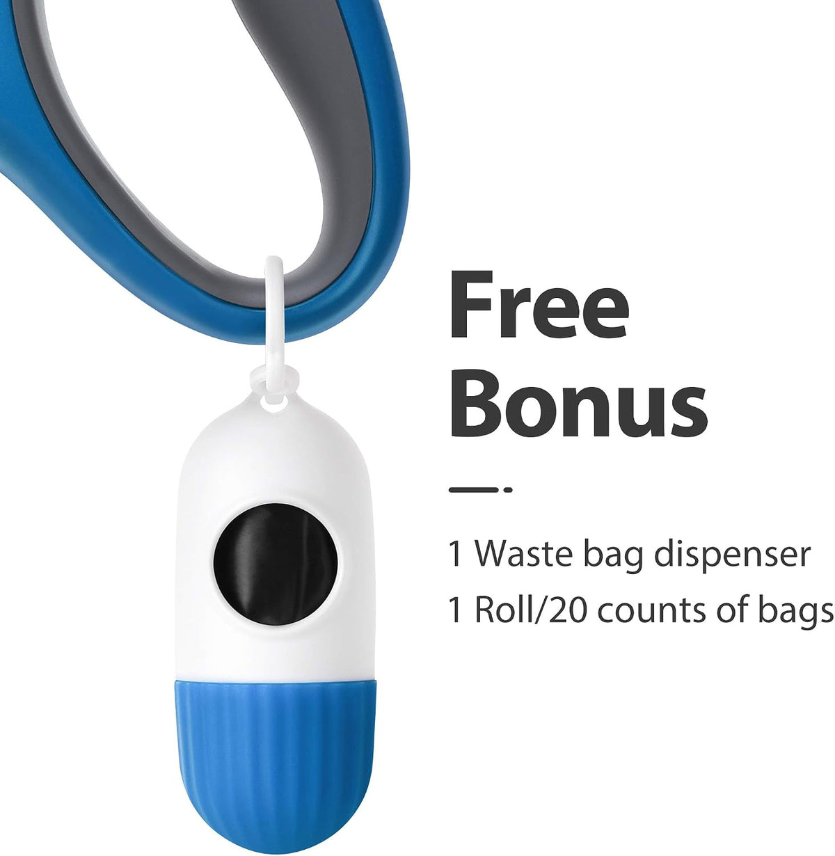 Retractable Dog Leash with Dispenser and Poop Bags, 16 Ft, Blue