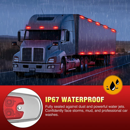 6.3" Red Rectangle Side Marker Light with High Low Strobe