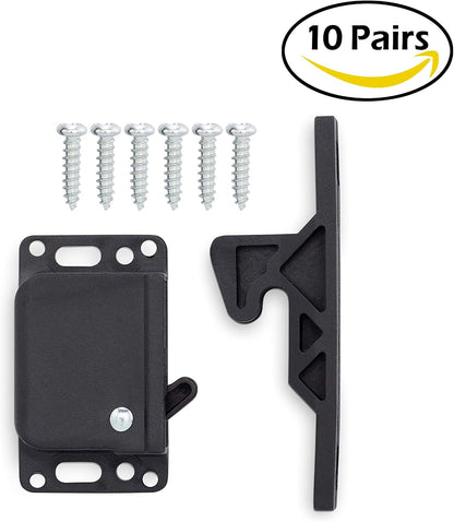 10 Pack RV Cabinet Door Latch - Easy to Install OEM RV Drawer Latches and Catches - Push Latch and Catch for Cabinets in Trailers and Motorhomes