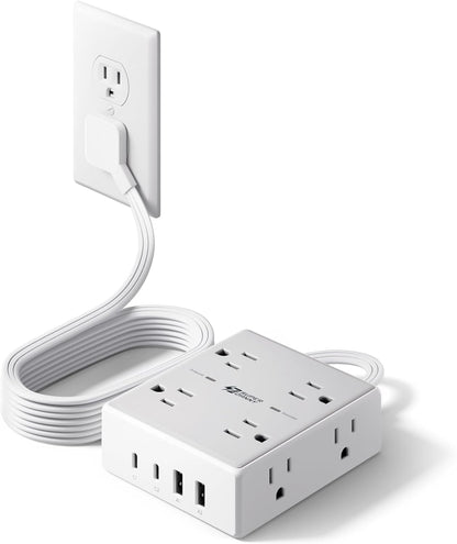 Extension Cord,Flat Plug Surge Protector Power Strip,6Ft