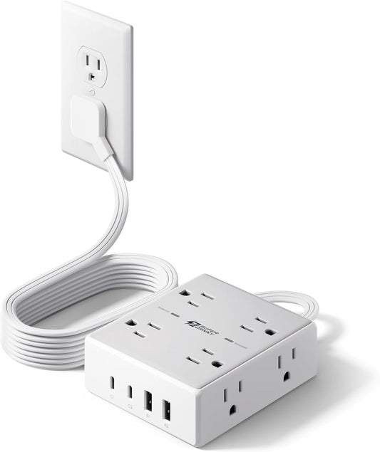 Extension Cord,Flat Plug Surge Protector Power Strip,6Ft