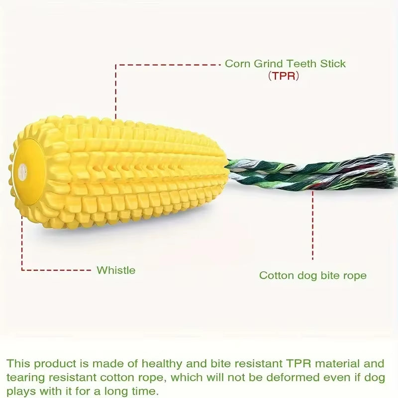 Dog Chew Toys for Aggressive Chewers, Tough Durable Squeaky Interactive Dog Toys, Puppy Teeth Chew Corn Stick Toy for Small Larg