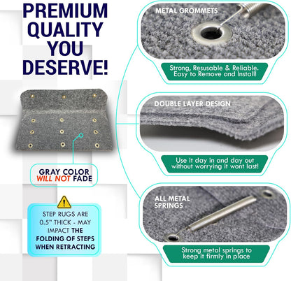 RV Step Covers 3 Pack | 23-Inch Wide Camper Step Covers Fit 8-11" Deep Stairs | Gray RV Stair Covers | Straight RV Step Carpet | Keep Your RV Cleaner with Our RV Stair Carpet!