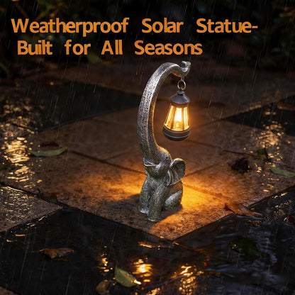 Elephant Statue, Elephant Garden Statue with Solar Light, Elephant Decor, Outdoor Elephants Statue, Elephants Gifts for Mom